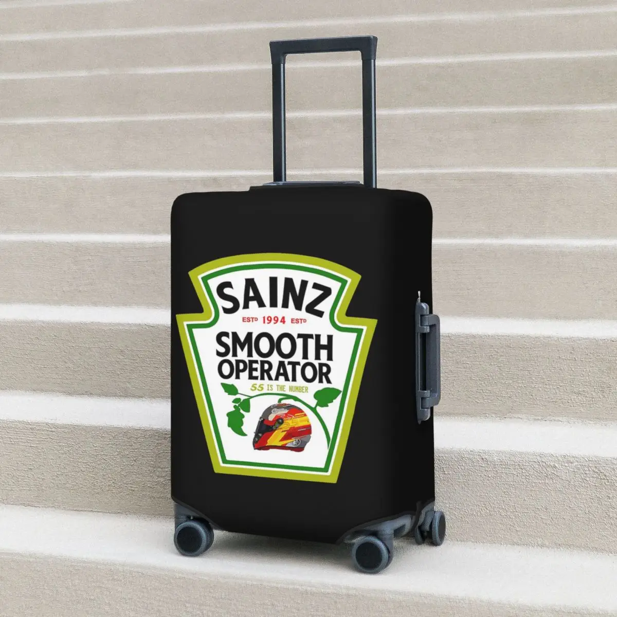 

Carlos Sainz Smooth Chili Sauce Suitcase Cover Protection Elastic Travel Luggage Protector Covers for 18-32 Inch