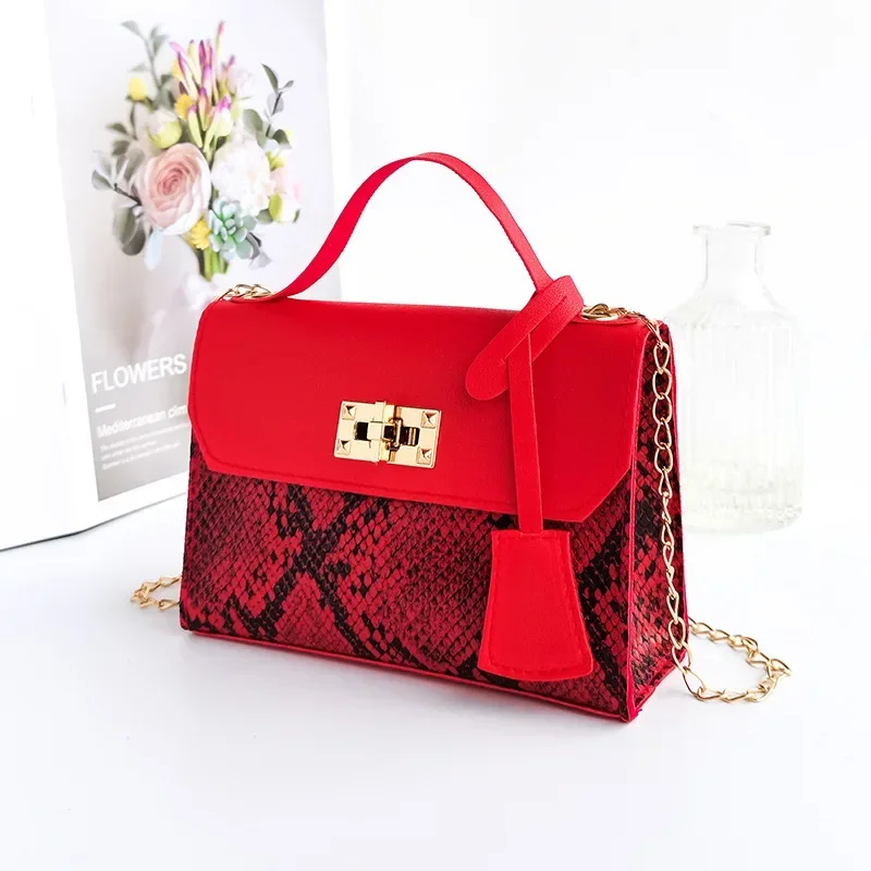 Retro Snake Pattern Women\'s Handheld One Shoulder Crossbody Bag Mobile Phone Bag Korean Fashion Small Square Bag