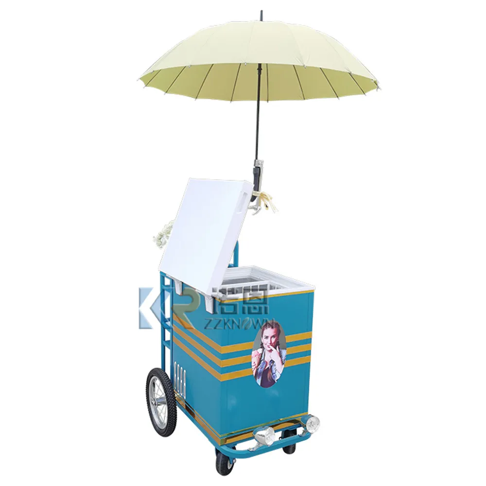 Commercial Mini Frozen Ice Cream Display Cart Street Italian Hand Push Gelato Ice Cream Cart