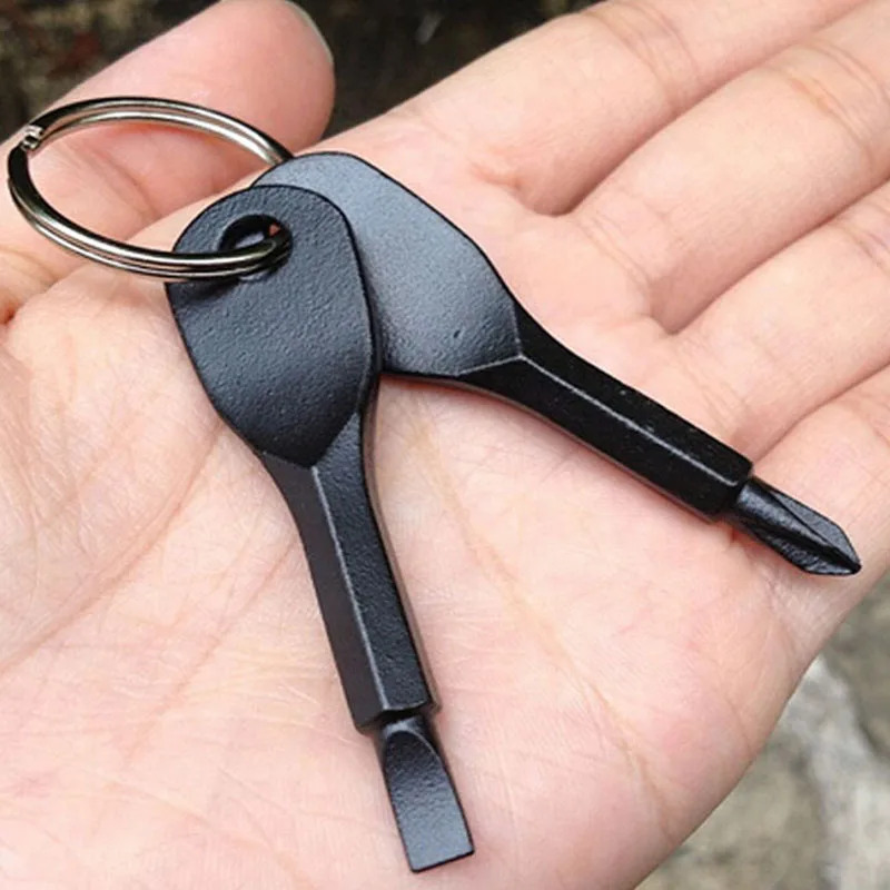 المحمولة فيليبس مشقوق مفك مجموعة حلقة رئيسية المفاتيح جيب صغير كيرينغ الصليب مفك مسامير أداة إصلاح أداة EDC صغيرة #3