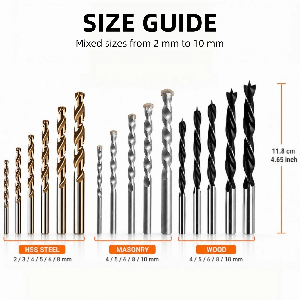 HSS Twist + Masonry + Woodworking Drill Bit Set 16PCS, Straight Shank Drilling Bits for Metal, Timber, Plastic, Masonry Wall