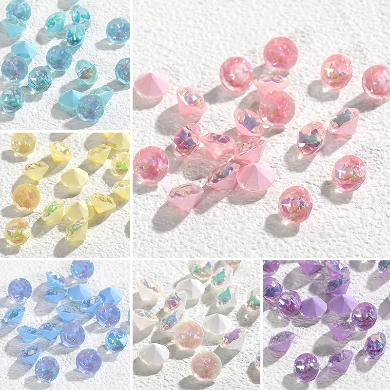 8mm Pointback Glass Rhinestone Glitter Nail Charms Jewelry Making Accessories Glue On Crystal Stones DIY Supplies