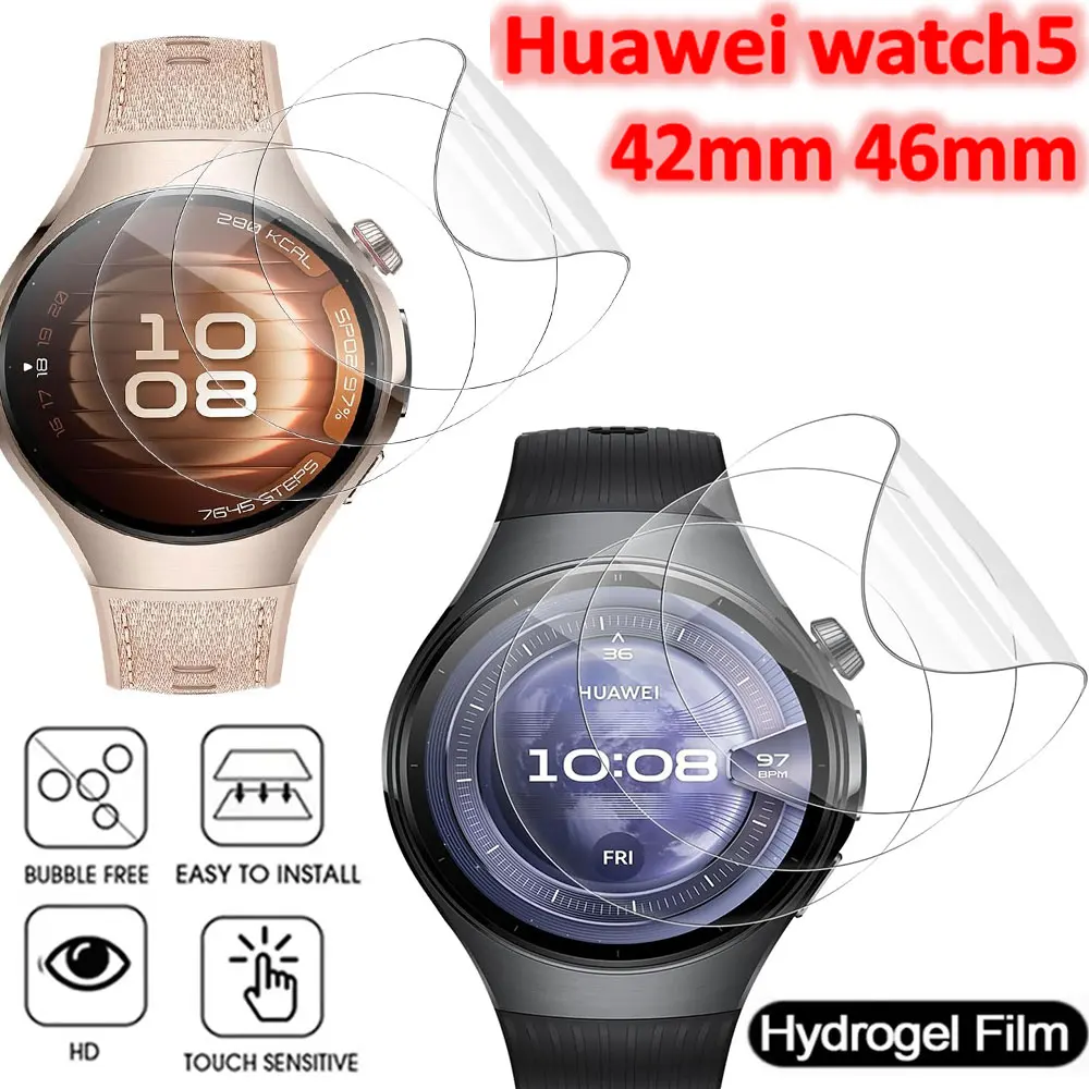 3Pcs Hydrogel Protective Film For HUAWEI Watch5 42mm Anti-Scratch Clear Screen Protector Film For HUAWEI Watch5 46mm Accessories