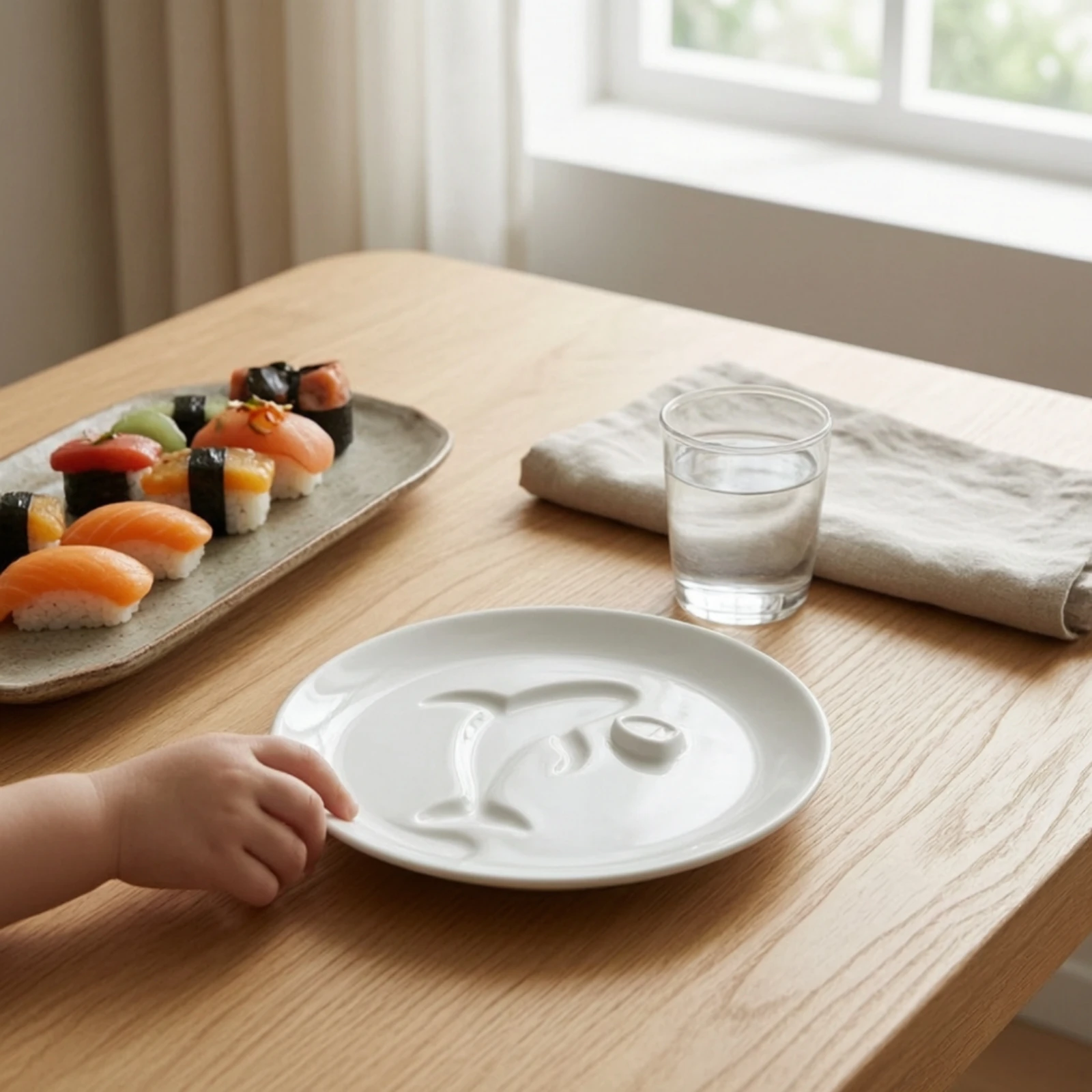 Plato para Salsa de Soja con Diseño de Ballena en Relieve, Apto para Lavavajillas, Estilo Minimalista, para Amantes del Sushi, Cenas