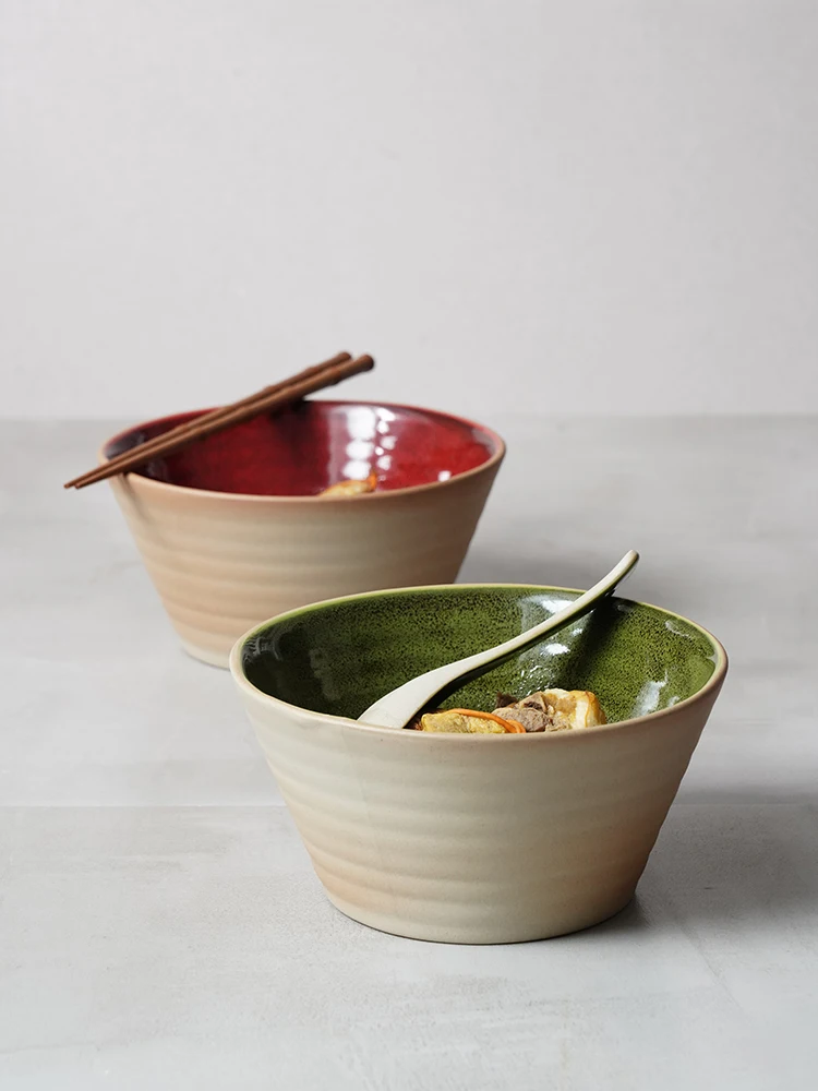 Japanese Retro Eating Bowl Underglaze Colored Terra Cotta Bowl Restaurant Hotel Profiled Ramen Bowl Salad Bowl Rice Bowl Home