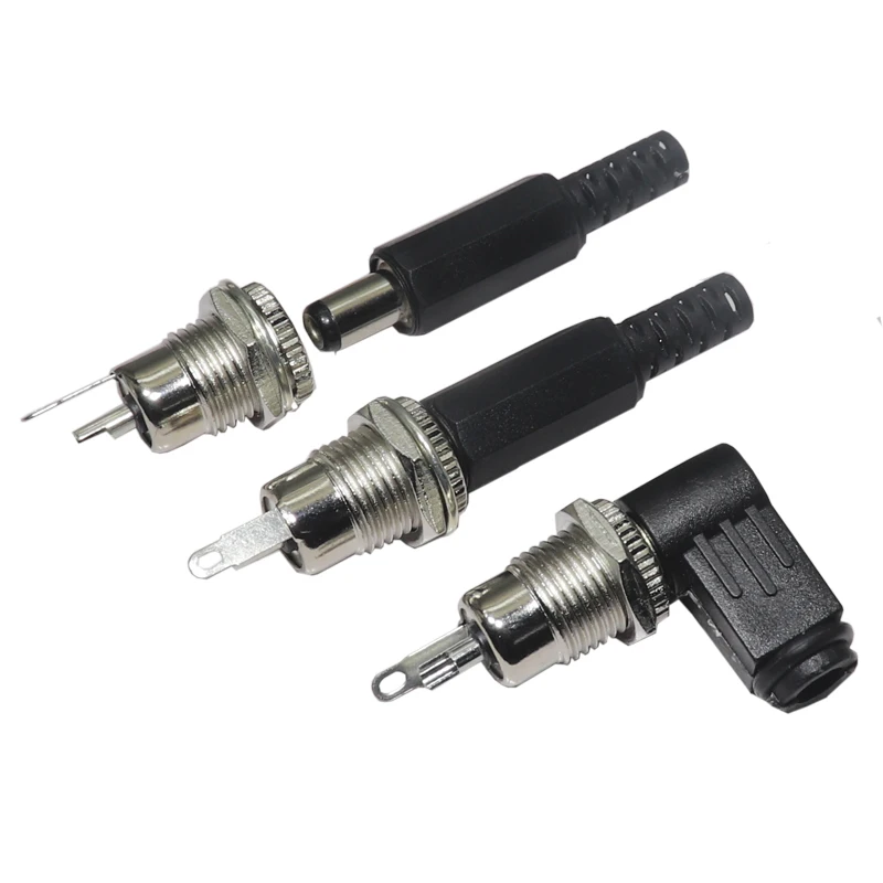 【10PCS】 DC12V 5.5 x 2.1mm Plastic Male Plugs 5.5*2.5mm DC Power Socket Female Jack Screw Nut Panel Mount Connector