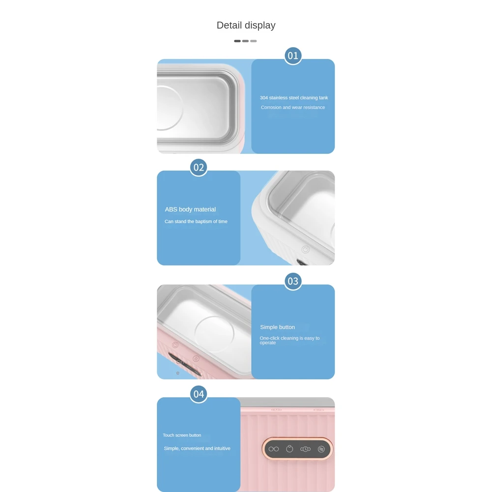 ABHU 1 قطعة منظفات الاهتزاز المحمولة عالية التردد منظف المجوهرات الوردي للمجوهرات والنظارات والخواتم الماس والعملة المعدنية ومشاهدة الاتحاد الأوروبي التوصيل