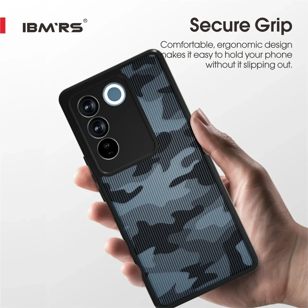 for Vivo v27 Phone Case,Soft TPU Hard Translucent Matte Back Slim Fit Shockproof Protective Case Cover - Camo Black