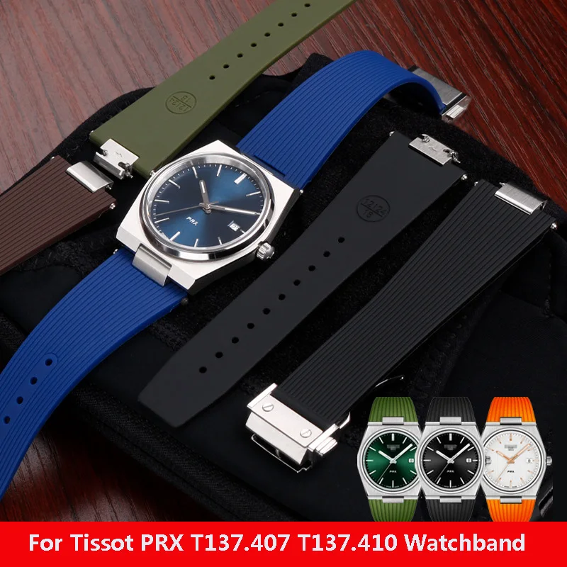 

12mm men's Watch Strap For Tissot PRX T137.407 T137.410 Super player Fashion Rubber Watchband Quick release Silicone Bracelet