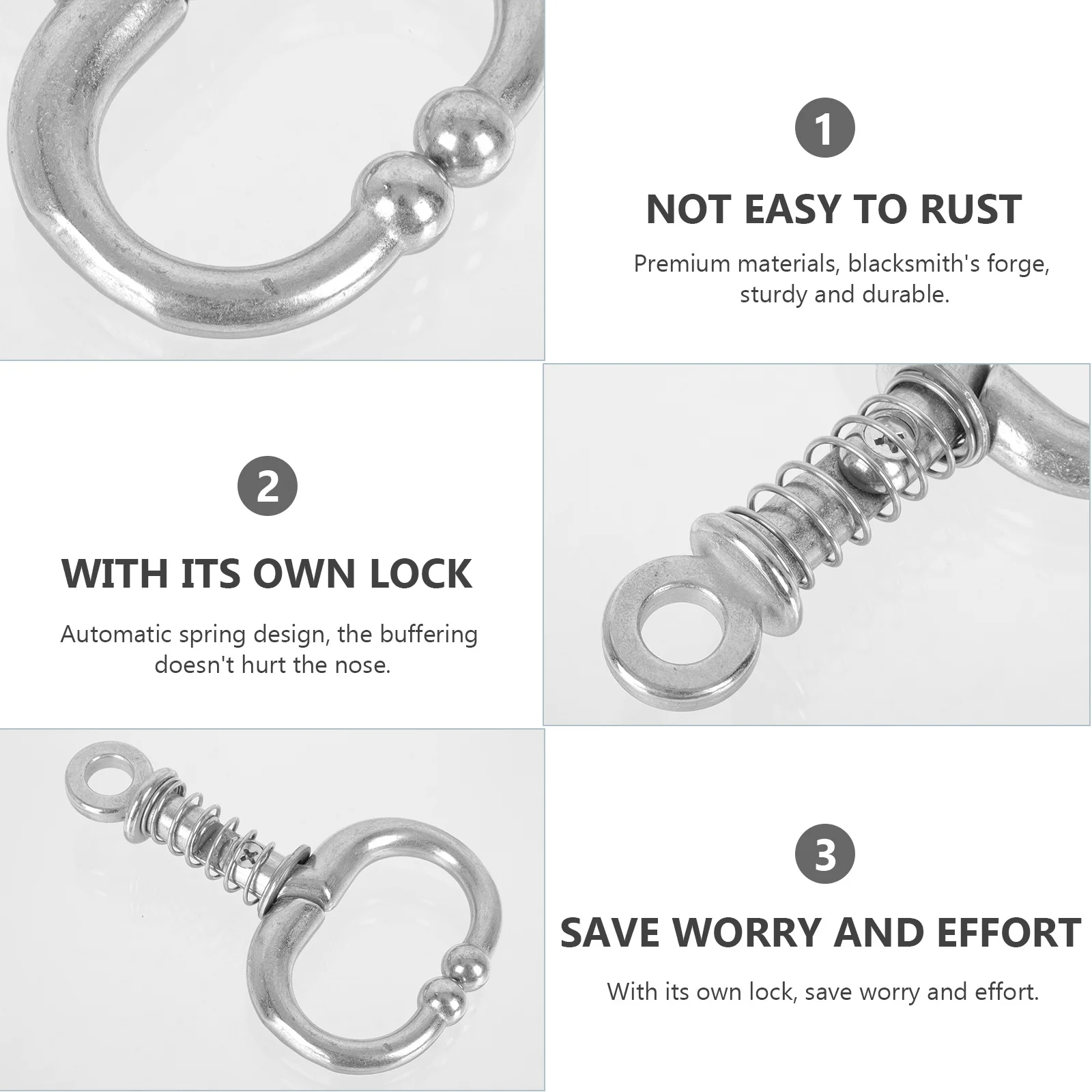 

1Pcs Livestock Nose Ring Heavy Duty Stainless Steel Cattle Pulling Tool Farm Cow Traction Ring with Strong Stability Comfortable