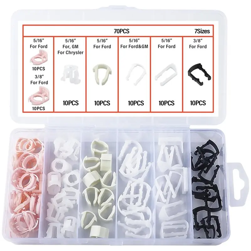 【ORNAMENT】Premium Nylon Fuel Line Repair Kit(70PCS) For Ford, GM, Crysler For 3/8