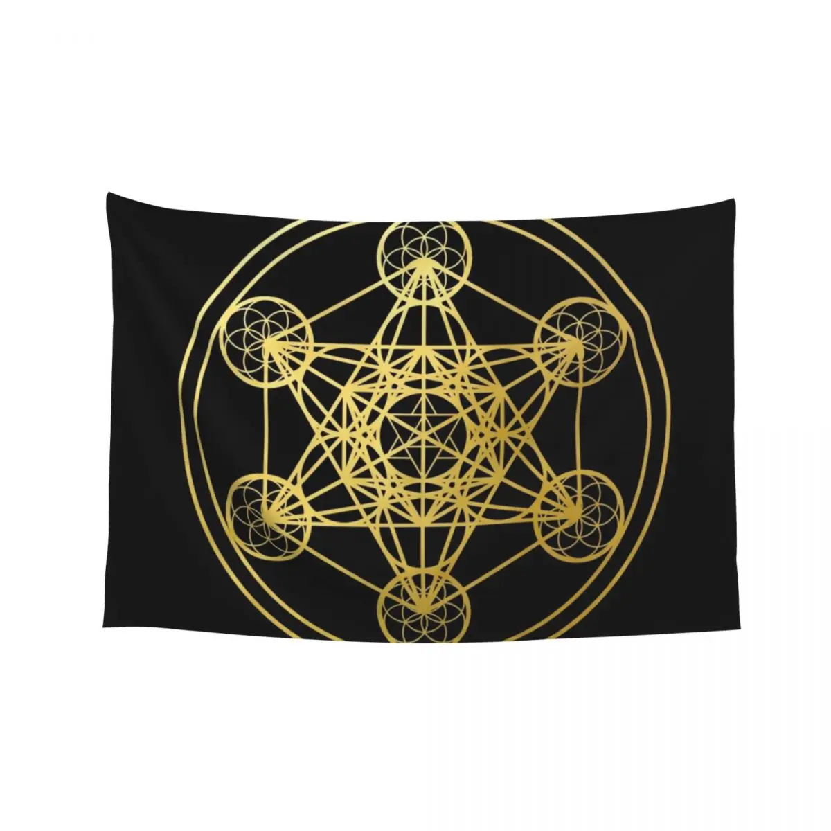 

Metatrons Cube gold sacred geometry mandala esoteric symbol Kabbalah Tapestry Funny Tapestry