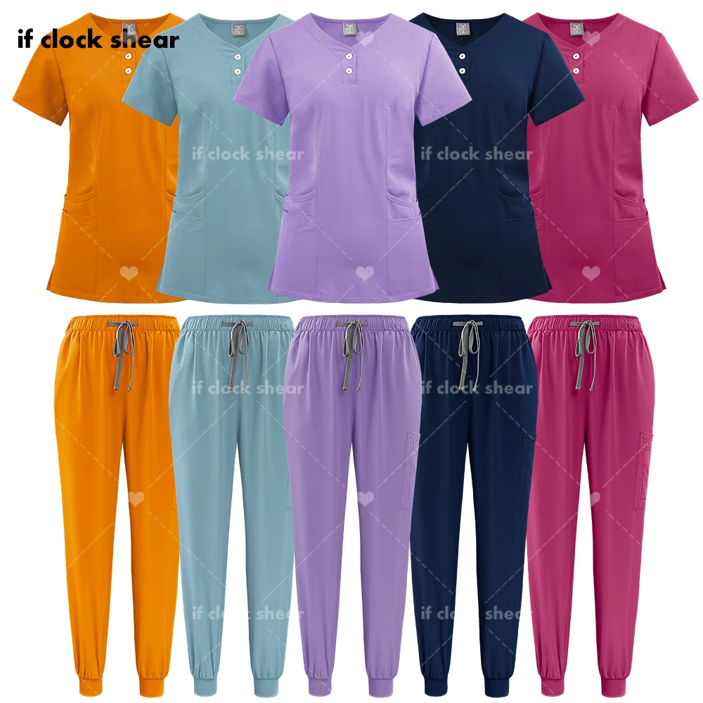 

Surgical Uniforms Women Scrub Set Medical Nurse Scrubs Tops Pants Beauty Salon Spa Workwear Clinical Doctor Surgery Nursing Suit