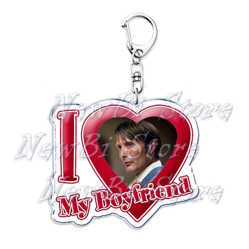 I Love My Boyfriend Mads Dittmann Mikkelsen Keychains Hannibal Keyring for Accessories Bag Pendant Key Chain Ring Jewelry Gifts view 4