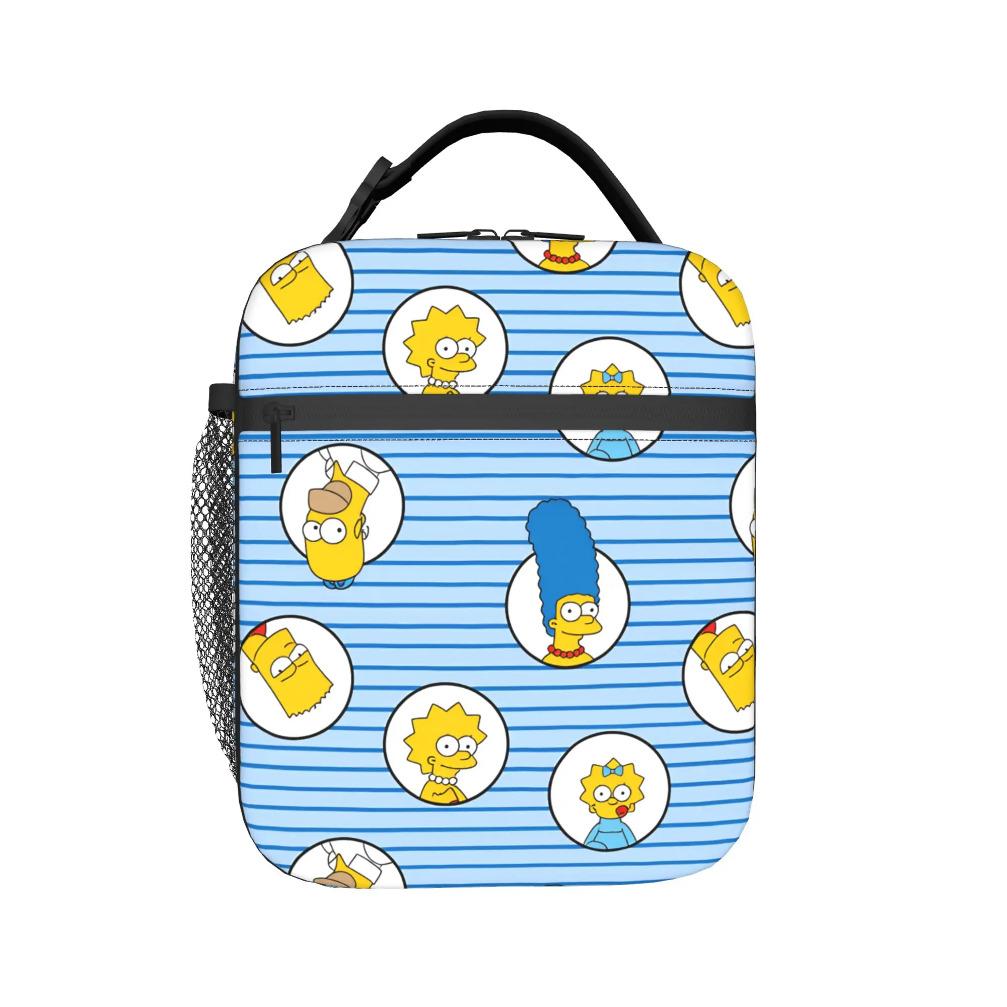 Cute S-Simpsons Characters Pattern Lunch Bag Portable Lunch Box Child Outdoor Picnic Cooler Bag Casual Waterproof Tote Food Bags
