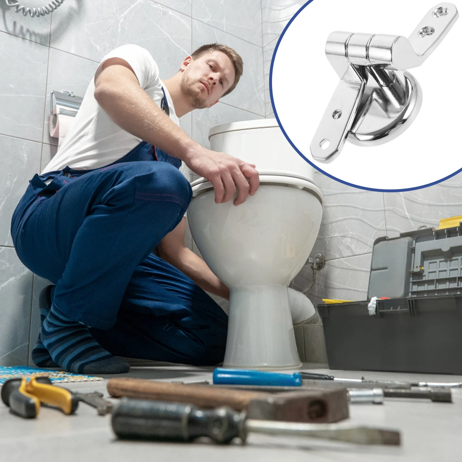 

Stainless Steel Toilet Seat Hinge Replacement Set Silver Color Plastic Alloy Components Fits All Toilet Styles Easy to Install