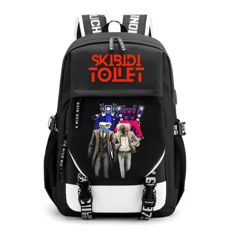 Skibidi Toilet Backpacks USB Black Women Men Travel Casual Backpacks Middle School Students Teens Laptop caderno escolar