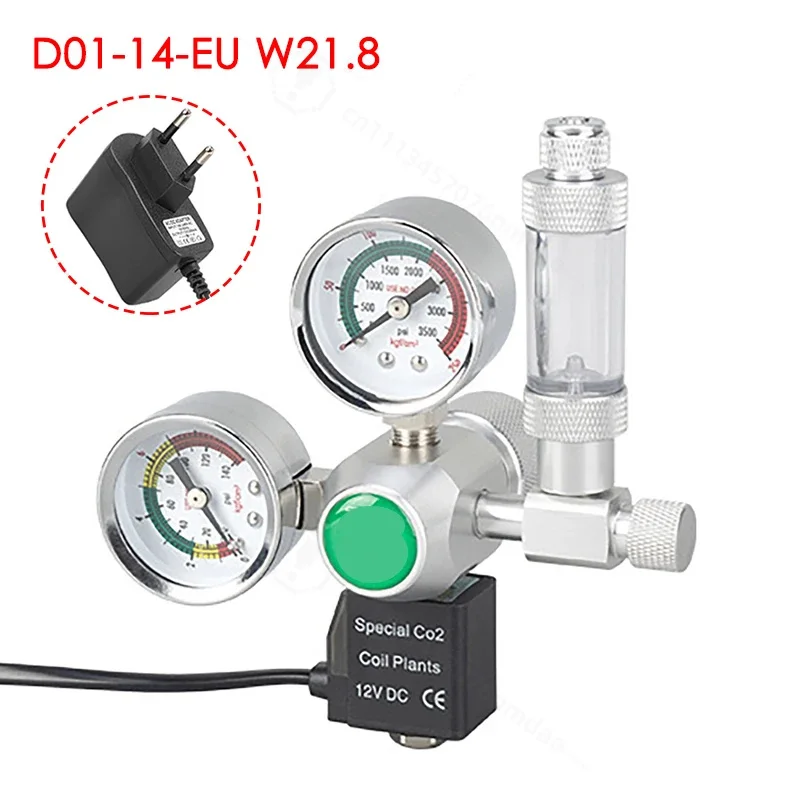 DAquarium CO2 Control System Pressure Reducing Valve for W21.8 Interface Steel Cylinder Fish Tank CO2 Regulator Solenoid Valve