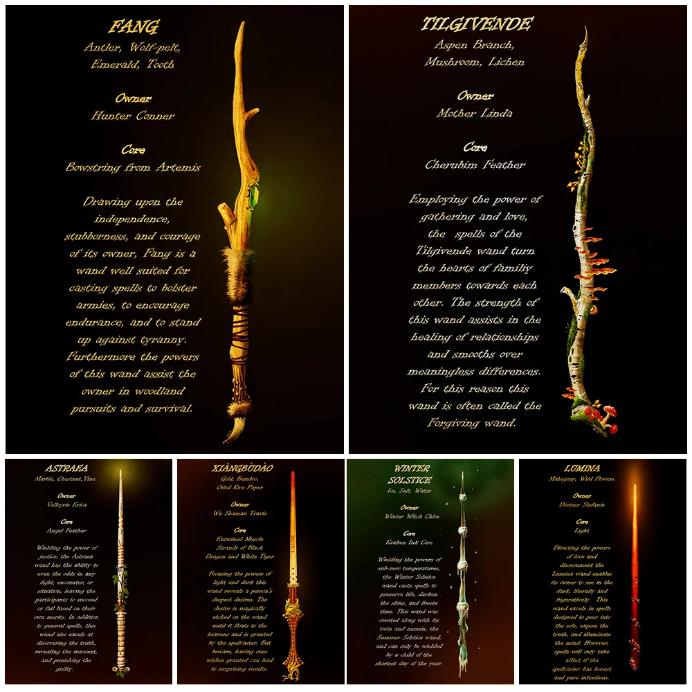 

Mysterious Wizarding Wand Vintage Wall Art Canvas Painting The Source Of Witches Magic Art Poster And Print Home Decor Unframed