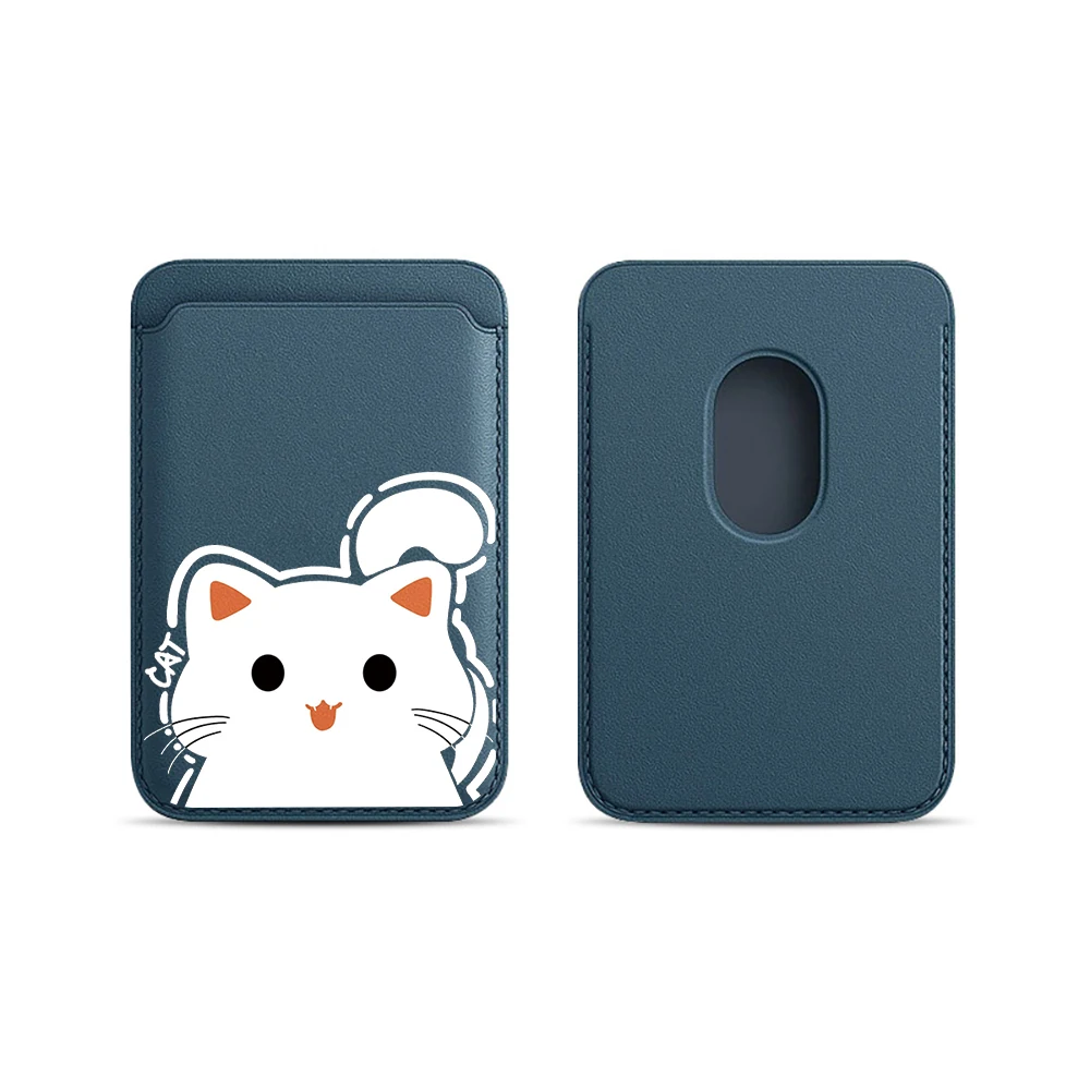 Katzen-Leder-Kartenetui Handyhülle Kartenhalter für Magnetische Hülle Geeignet für alle iPhones mit Magsafe-Kartenfunktion Niedliche Rückentasche – Detail 9