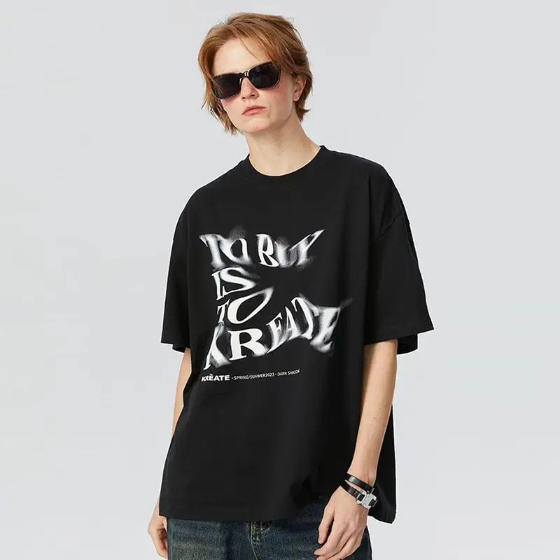 

Simple Phantom Letter Printed T-shirts for Men and Women O-neckshort Sleeve Unisex Couple Tees Loose Casual Fashionable Top