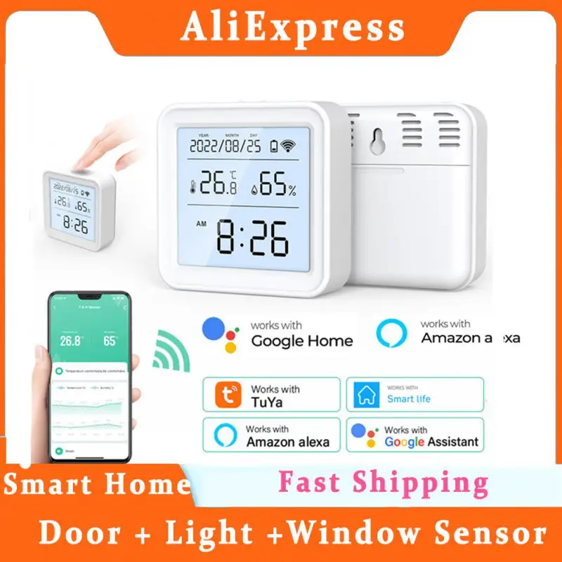 

WiFi Temperature And Humidity Sensor Via Alexa Google Assistant Battery Power LCD Screen Display Backlight Powered Smart Life