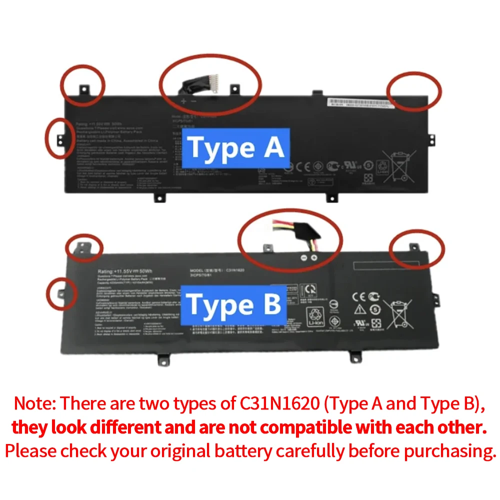 C31N1620 Laptop Battery for Asus Zenbook UX430 UX430U UX430UA UX430UAR UX430UN UX430UNR UX430UQ U4100 U4100UN U4100UQ UX3400