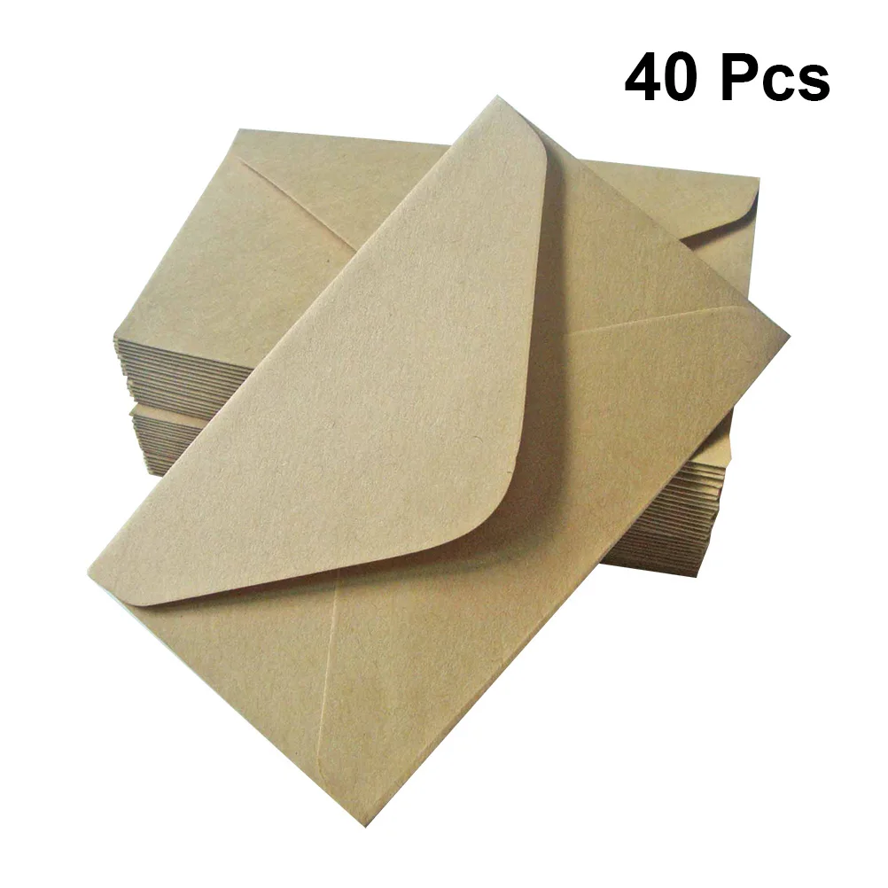 

40pcs Kraft Paper Envelopes Sturdy Wedding Anniversary Festival Invitations Postcard Envelope For Shower Graduation
