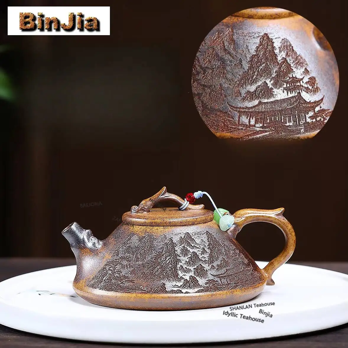 160ml Luxury Yixing Purple Clay Teapots Handmade Dragon Stone Scoop Pot Raw Ore Dragon Bone Gold Sand Mud Kettle Zisha Tea Set