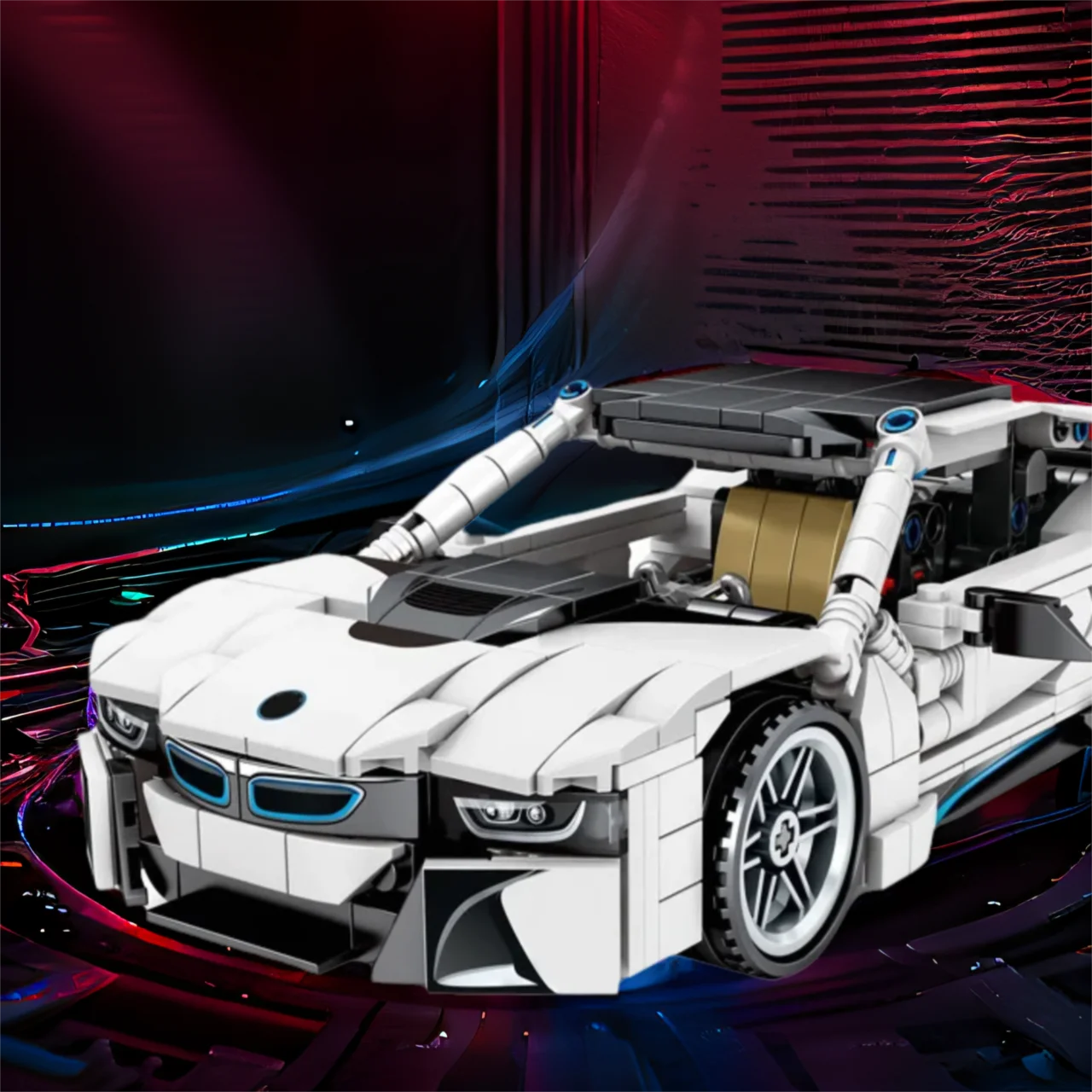 

Масштабная модель 1:18, технический строительный блок, Германия, новый электромобиль, спортивный автомобиль EV I8, кирпичи, коллекция игрушек с откатным механизмом для подарка