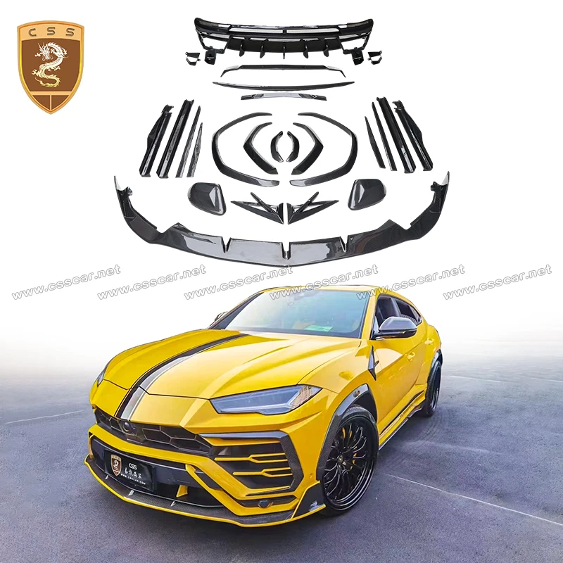 Piezas de repuesto para automóvil estilo MSY para Lamborgini URUS, difusor frontal, faldas laterales, accesorios para arco de rueda de ala trasera, kits de carrocería pequeños