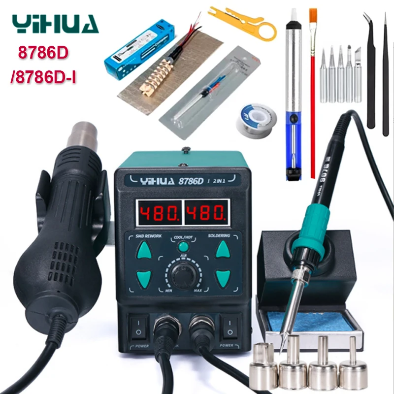 YIHUA 8786D Soldering Iron Hot Air Soldering Station DIY Digital Rework Station Phone Repair BGA SMD Solder Tool Welding Station