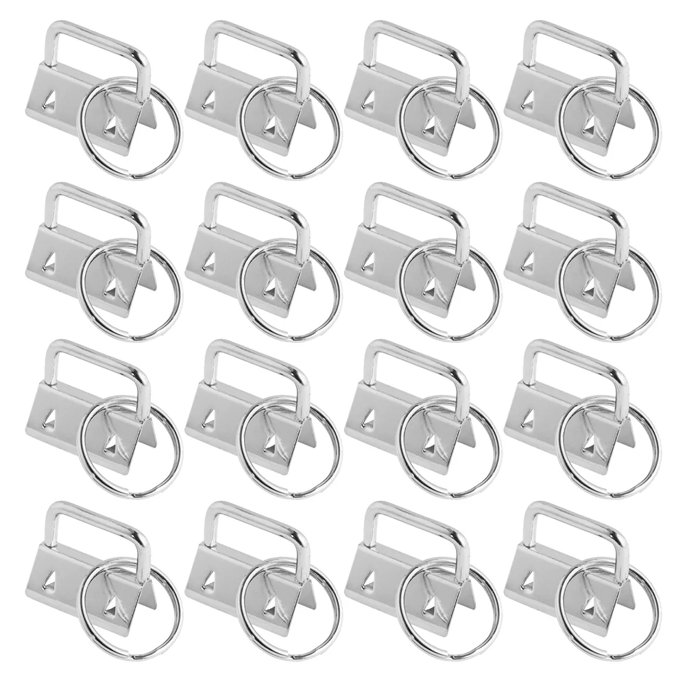 

50 Pcs Key Fob Chain Hardware Lanyard Silver Metal Wristlet Fashion with Keychain