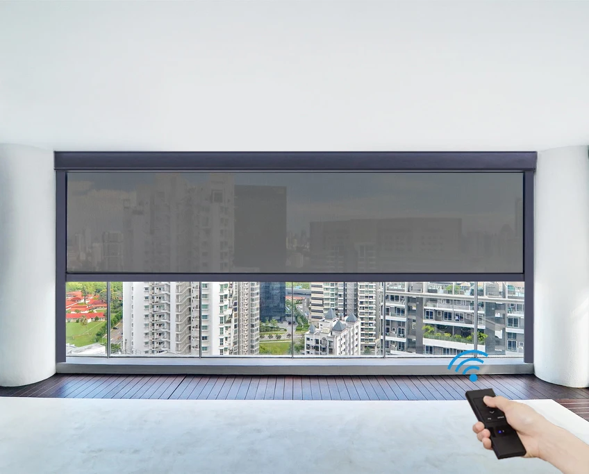 

2025Outdoor Windproof Zip Track Electric Motorized Roller Blinds
