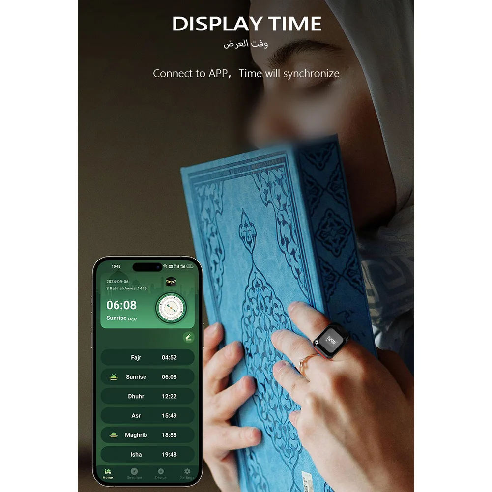 Smart Ring Counter For-Bluetooth APP Control  ABS Display Silent Touch Customizable Type-C Rechargeable For-Muslims  Accessories