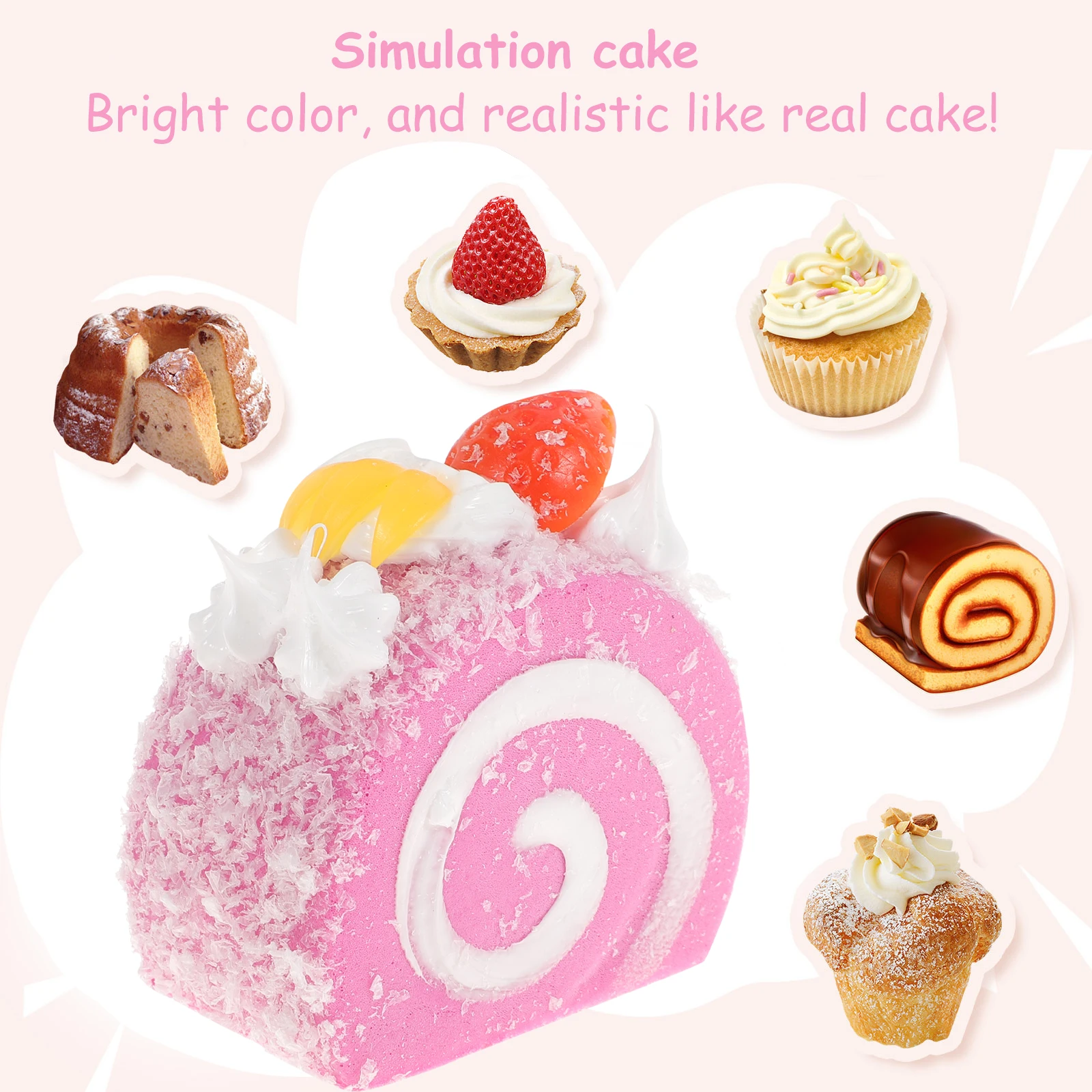 

Artificial Cake Decorations Realistic Food Imitation Dessert PU Kitchen Party Office Shop Bakery Restaurant