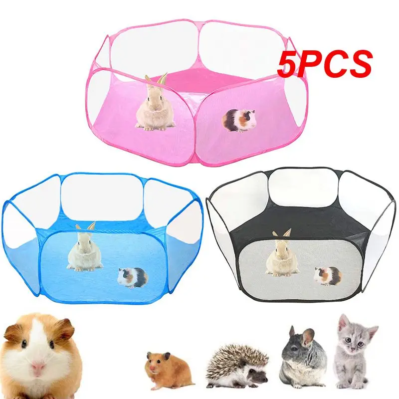 

5PCS Portable Pet Cat Dog Cage Tent Playpen Folding Fence For Hamster Hedgehog Small Animals Breathable Puppy Cat Rabbit Guinea