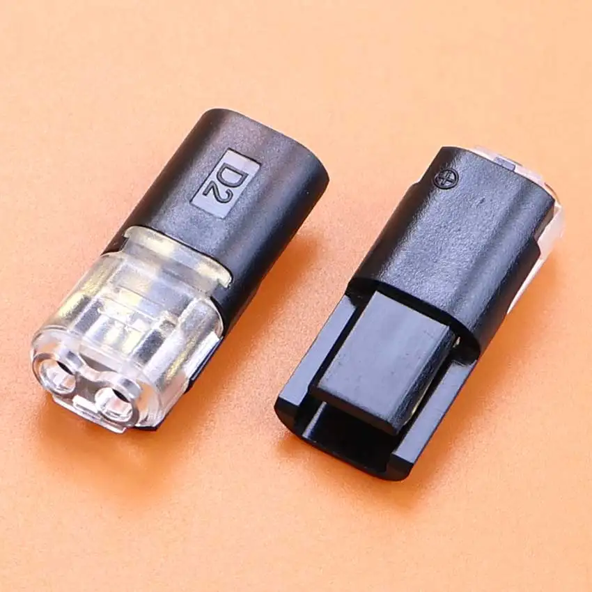 10pcs D2 Quick Connect Terminal Double Wire Unplug Power Cable 2Pin Way Plug Automotive Electrical LED Connector