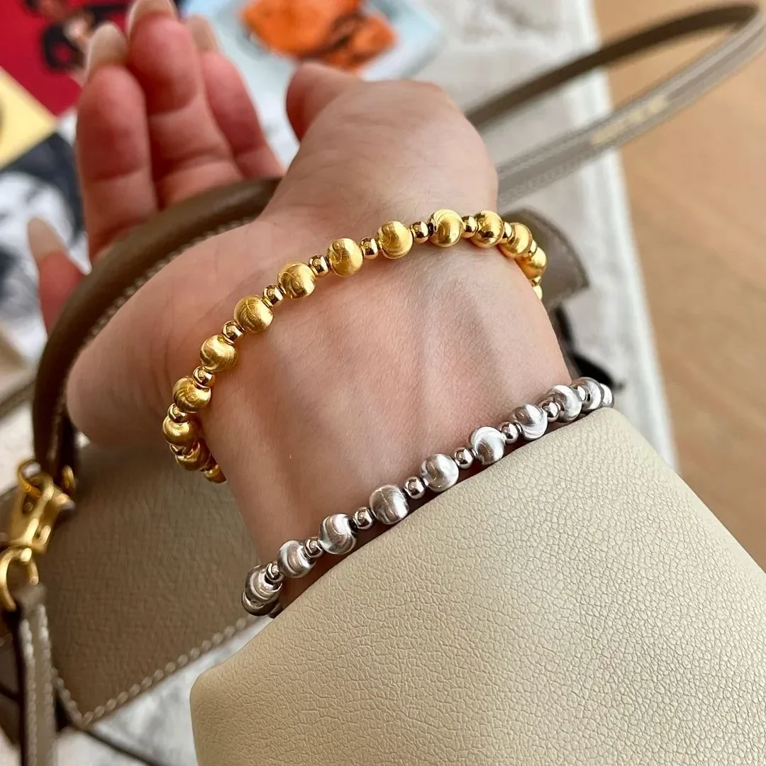 2025 Hot selling Italian hand-brushed craft palace style two-color bracelet ring set women's fashion luxury jewelry party gift