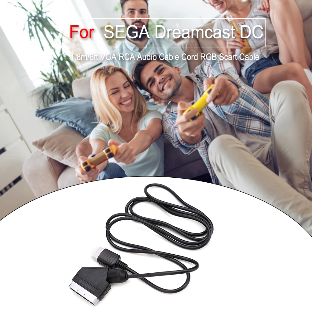 VGA RCA Audio Cable Cord 1.8m/6ft Scart Cable Replacement Image Definition Improvement for  Dreamcast DC view 5