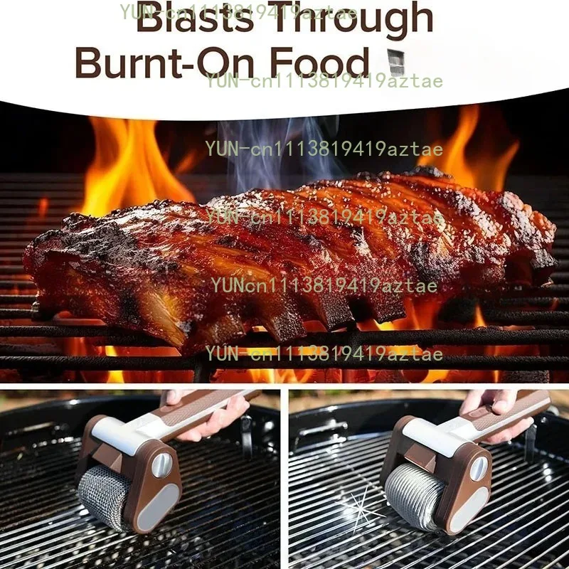 Rechargeable Wireless Electric Grill Brush, 304 Stainless Steel Roller BBQ Household Kitchen Cleaning Tool