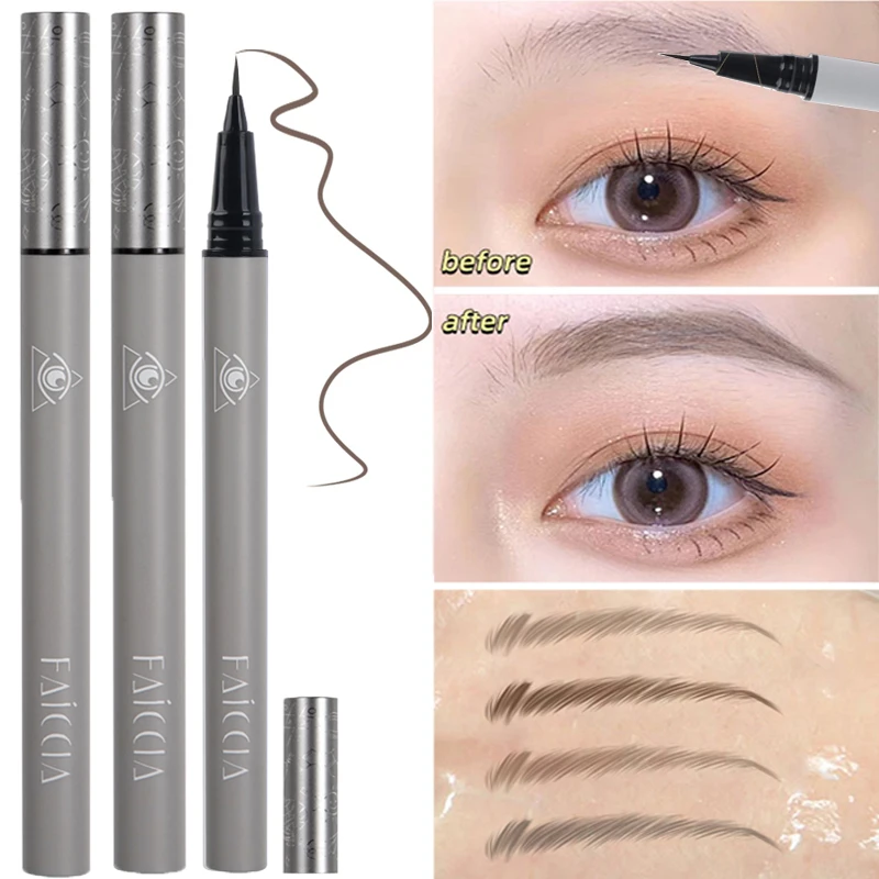 Liquid Eyebrow Pencil 4 Colors Very Fine Lying Silkworm Eyeliner Lasting Nature Water Proof Brown Gray Water-based Eyebrow Pen