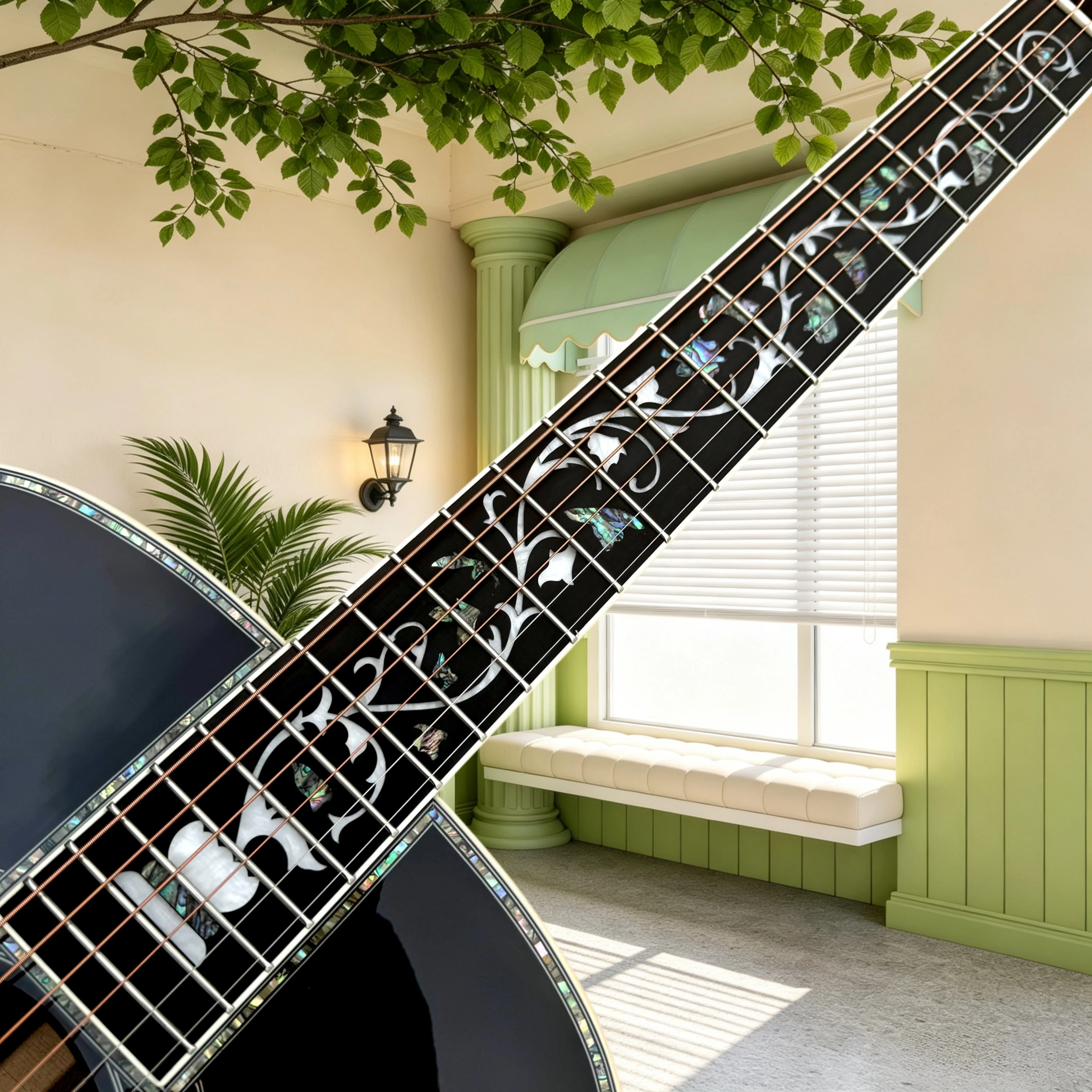 Acoustic Guitar D45VS Solid Spruce Top Rosewood Back Sides Ebony Fretboard Floral Abalone Inlay Strumming Fingerstyle Player
