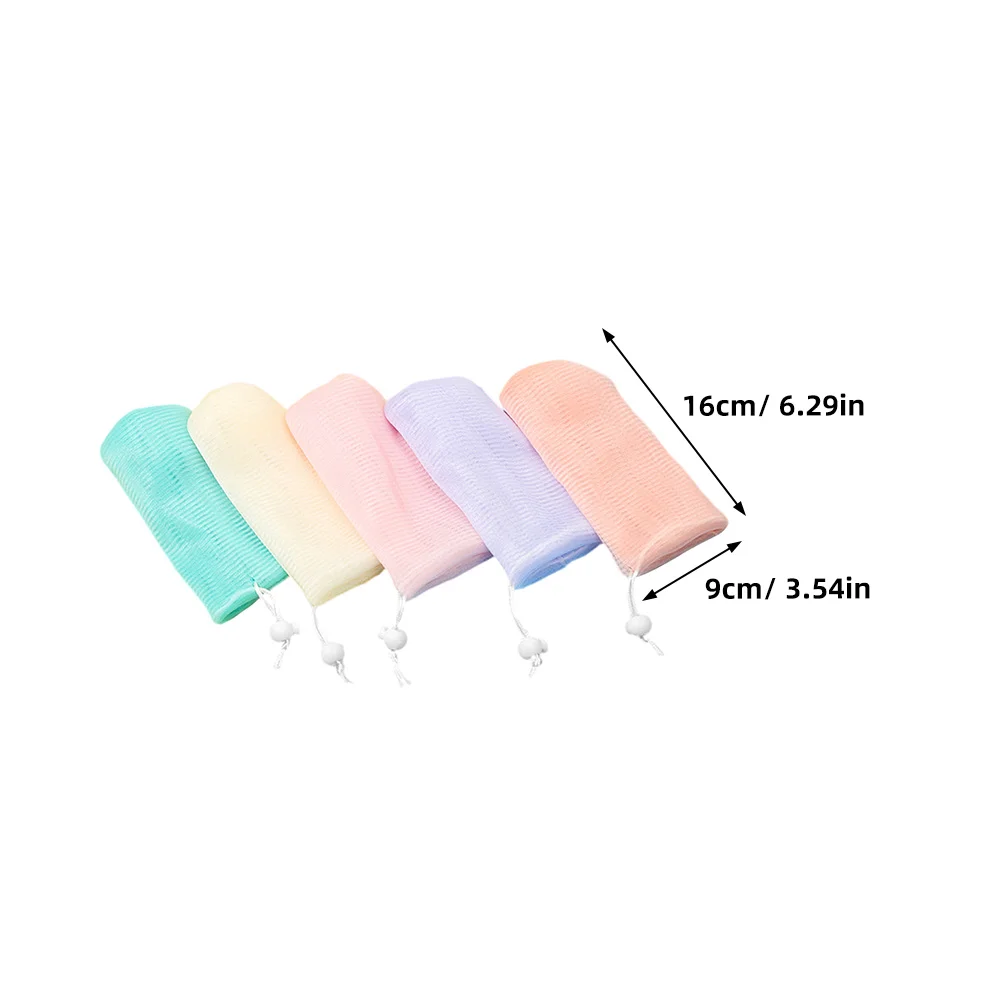 5 pezzi Lathering Mesh Soap Bag Bar Pouch Sleeve Scrubber colorato schiuma Pe Small