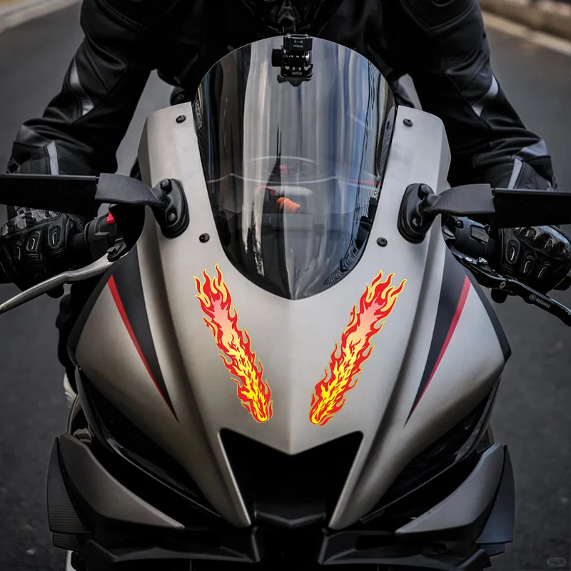 

Наклейки на боковые панели танка, декоративные наклейки для скутера, креативные наклейки с пламенем для мотоцикла, водонепроницаемые наклейки для переднего обтекателя мотоцикла, наклейки для топливного бака