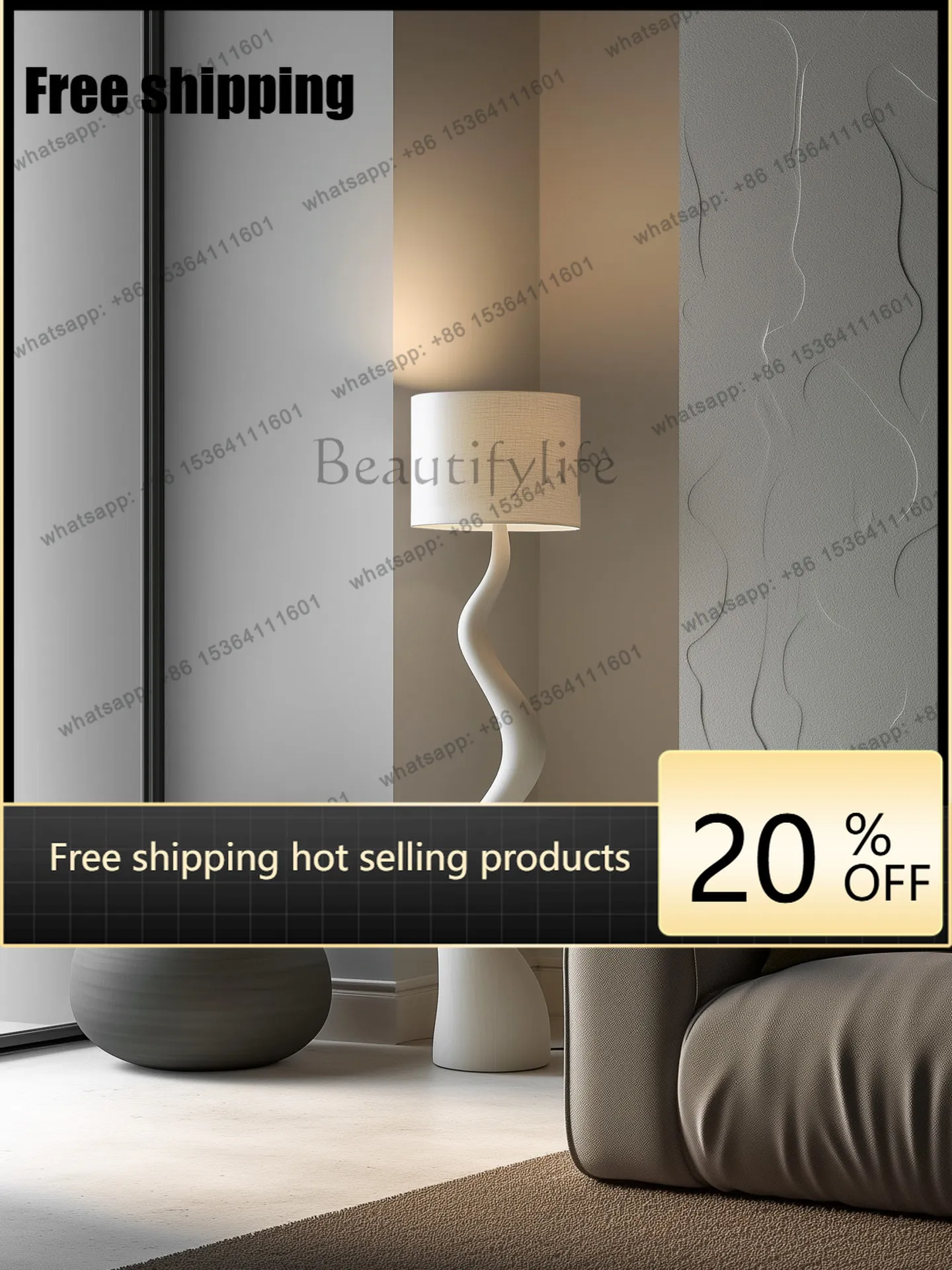 HOT Designer creative solid wood floor-to-ceiling high-end modern minimalist sofa-side decorative standing ornament