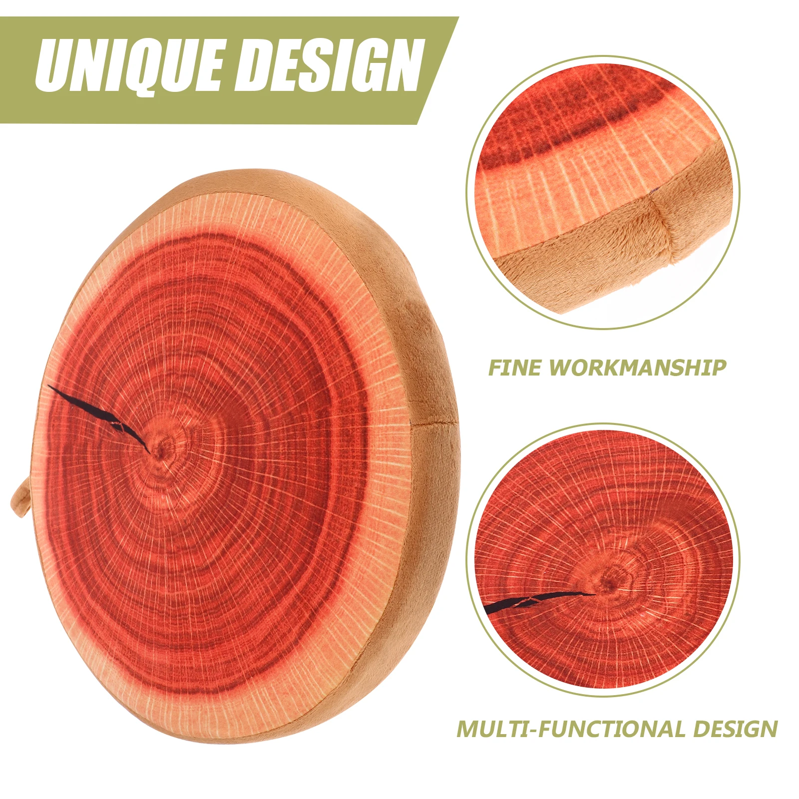 

33Cm 3D Wood Seat Cushion Pillow For Sofa Chair Patio Home Office Fruit Print Polyester Fiber Pp Cotton Stuffer Detachable