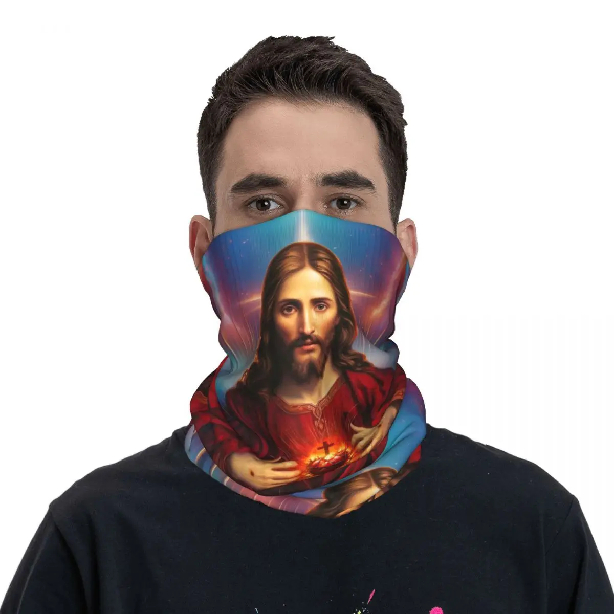 Saint Jésus-Christ Sacré-Cœur Round planchers f, Merch Neck, GaClaReligious Catholic Saint Bandana Balaclavas, Unisex cd proof