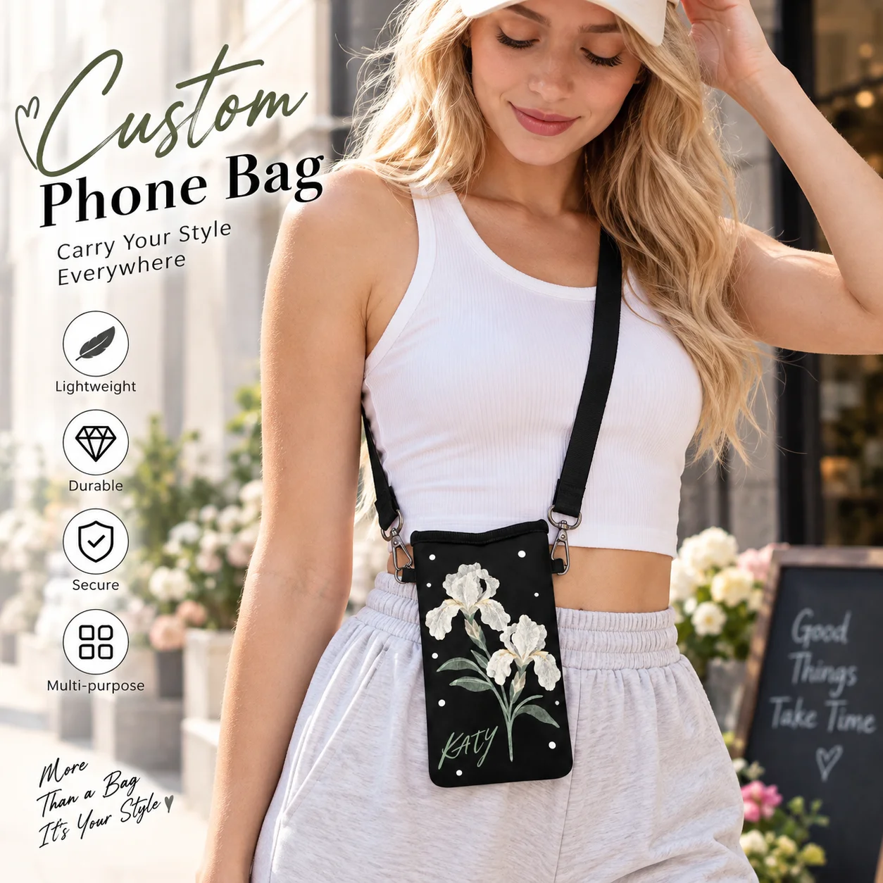 Custom Phone Bag Milk Silk EVA Personalized Crossbody Phone Bag for Travel Shopping Daily Outdoor Walking Women Shoulder Purse