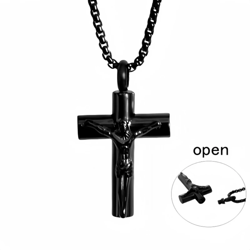 Cylinder Crosses Cremation Urn Necklace Suit Pet Loss Jewelry Bereavement Necklace Dropshipping